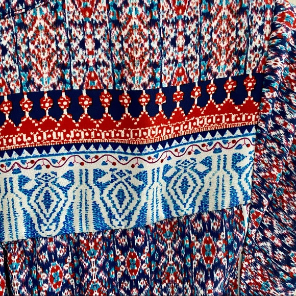 Nordstrom DR2 Boho Cap Sleeve Mixed Print Dress Size Medium - Picture 7 of 7